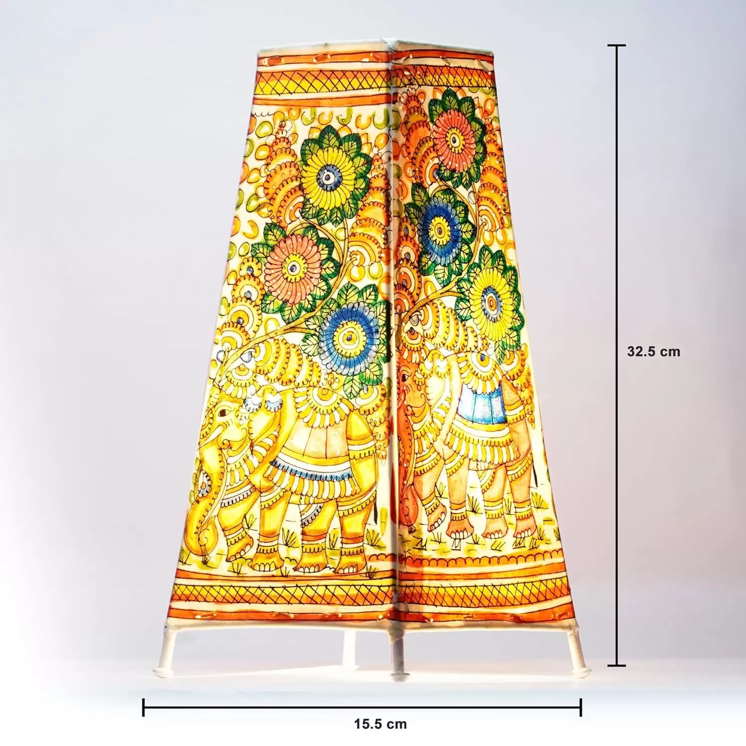 Artdarshan Handcrafted Leather Lampshade | Handmade Table Lamp for home decoration | Bedside night & desk lamp for bedroom & living room | Designer table lamp - Elephant Design- (32.5x15.5)