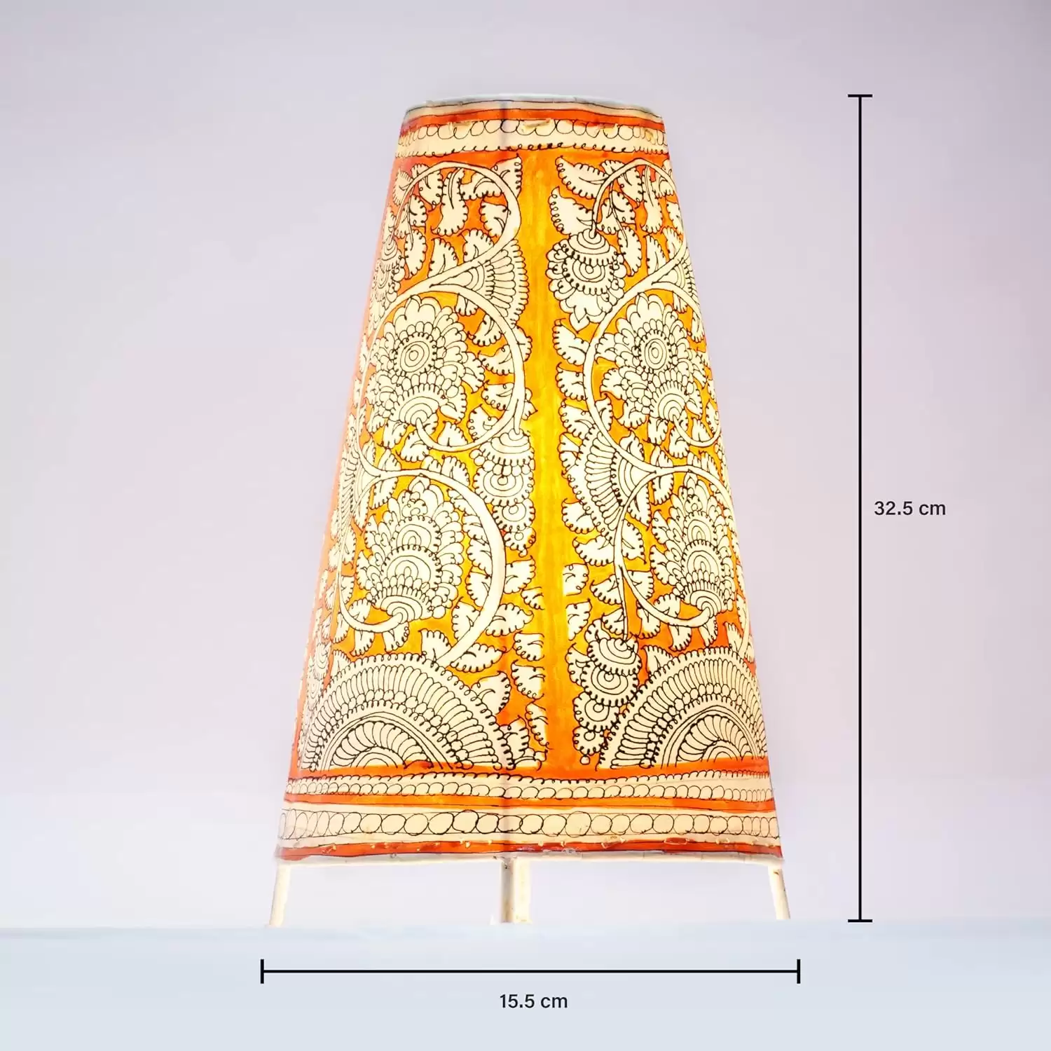 Artdarshan Handcrafted Leather Lamp shade | Handmade Table Lamp for home decoration | bedside night & desk lamp for bedroom & living room | Red Designer Leather lamp - Flower Art,Size 15.5x32.5cm