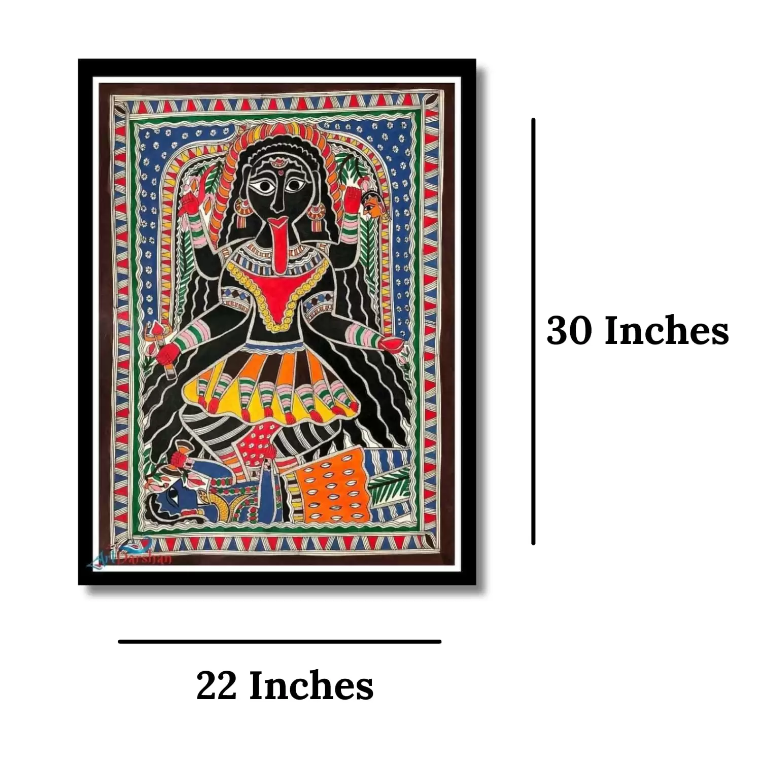 Artdarshan Madhubani Art Handmade Painting | Maa Kali Painting for Livingroom Dcoration| Traditional Art Unframed Painting for Home décor|Size - 22X30 Inches