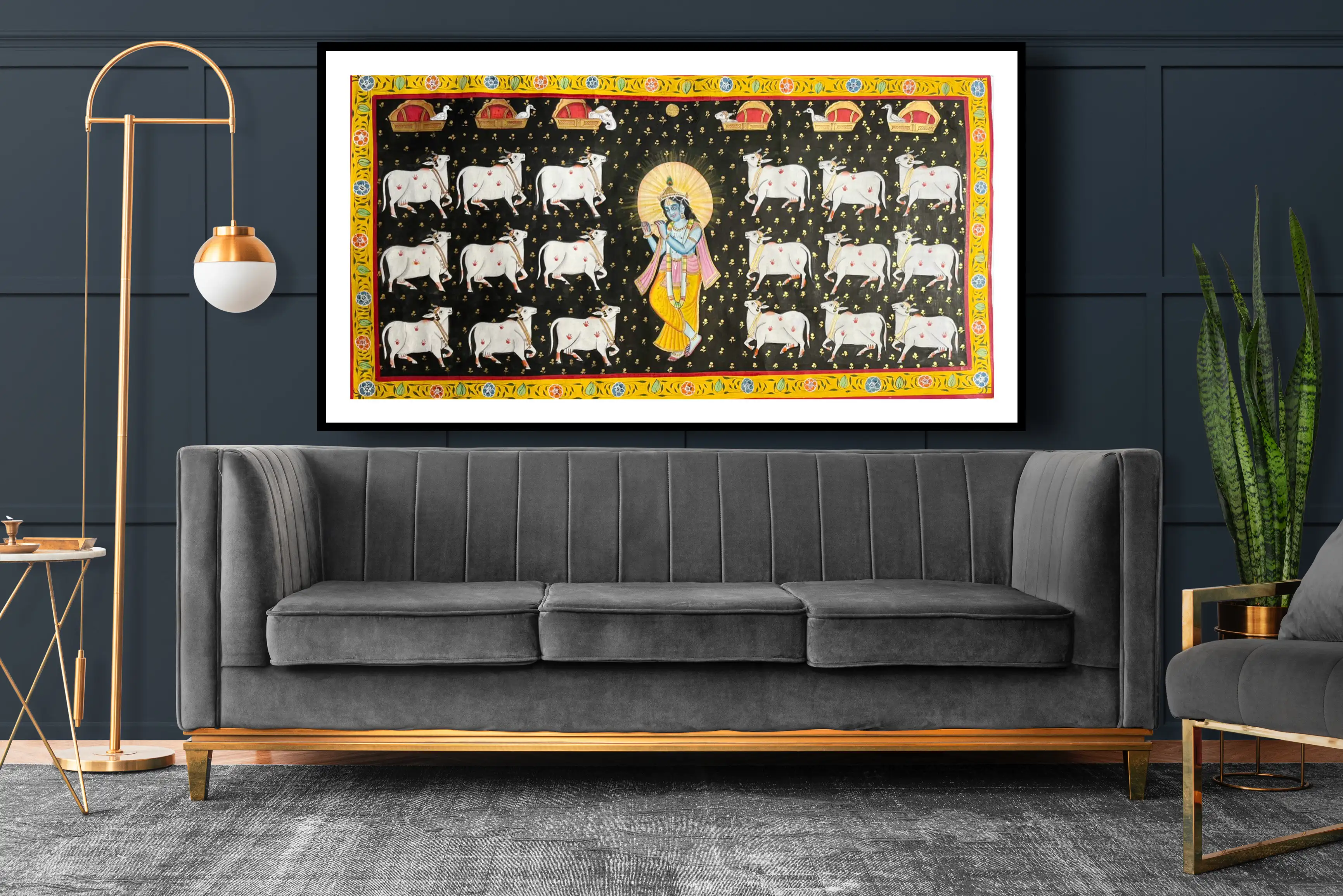 Pichwai Art – Handmade Unframed Painting | Traditional Indian Wall Décor | 3x2 ft