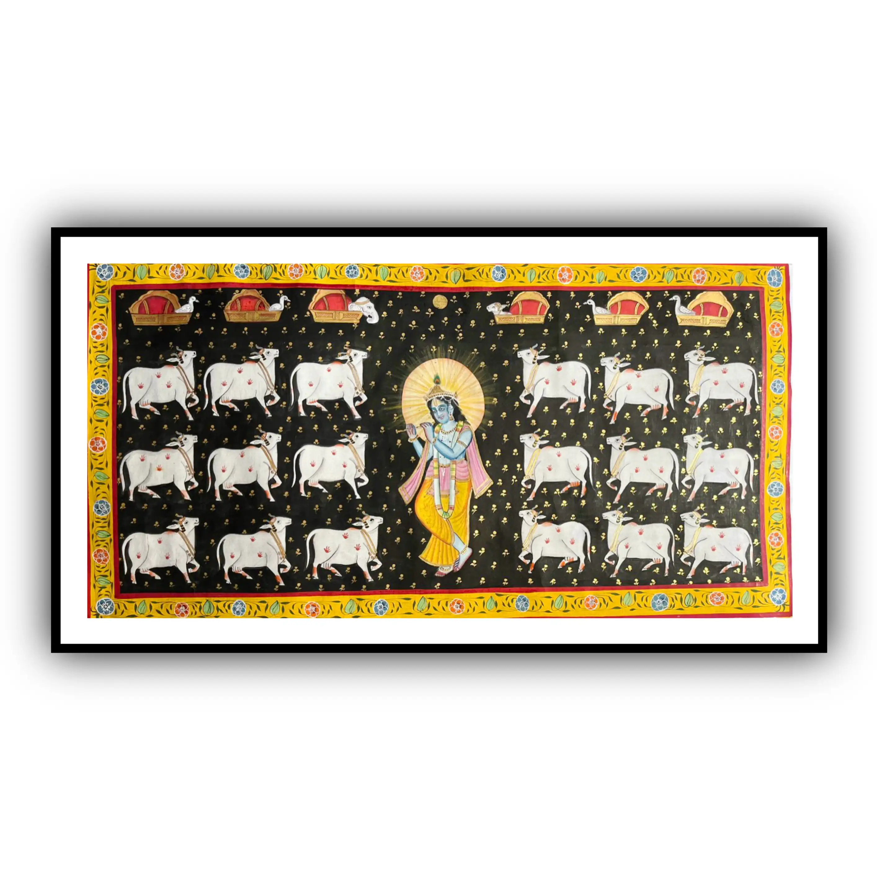 Pichwai Art – Handmade Unframed Painting | Traditional Indian Wall Décor | 3x2 ft