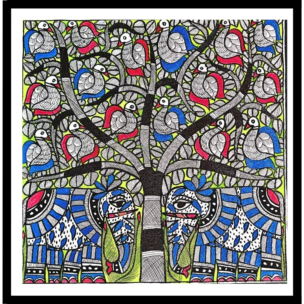 Handmade Madhubani Elephant Painting – Traditional Mithila Folk Art