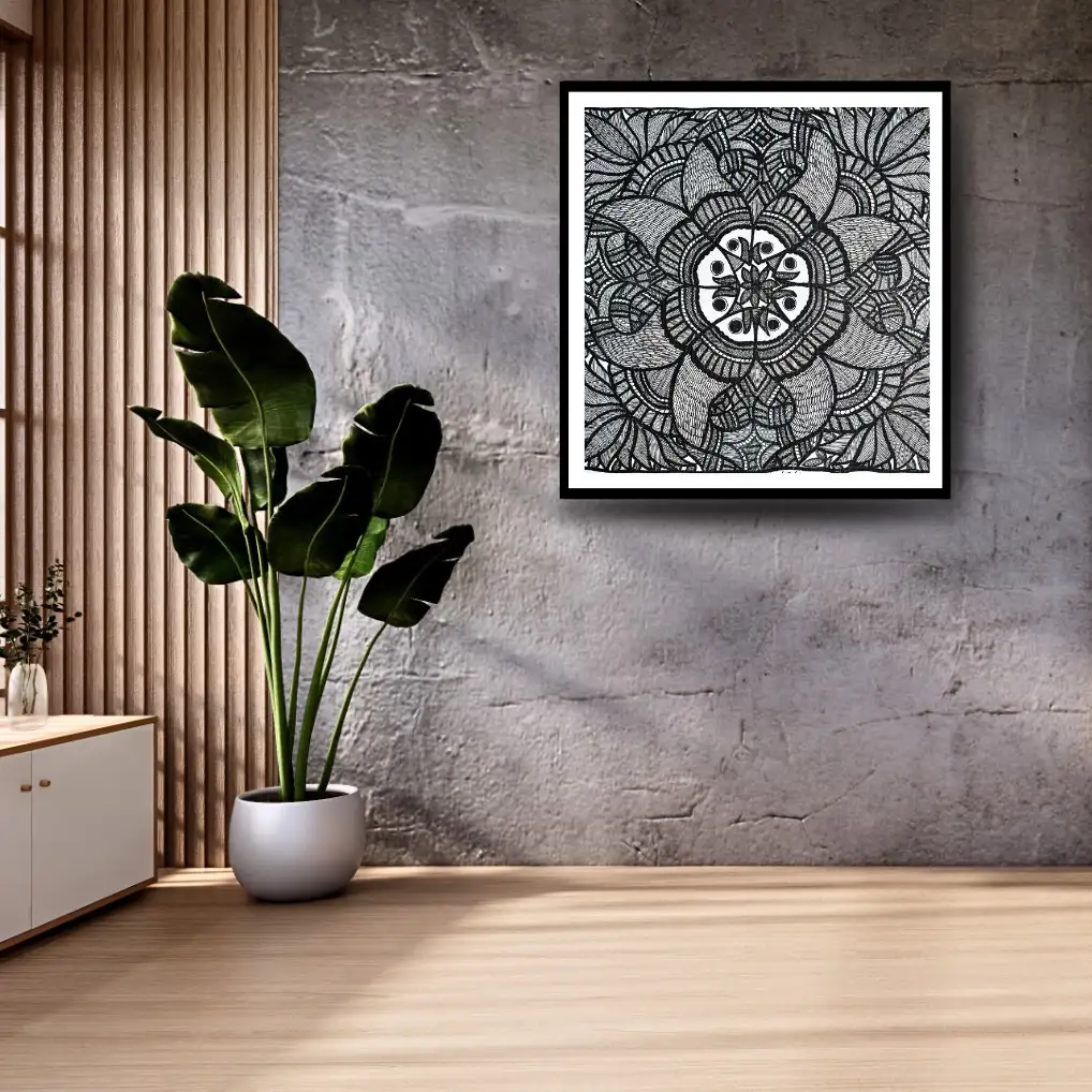 Handmade Fish Mandala Painting – Symbol of Prosperity, Balance & Positive Energy