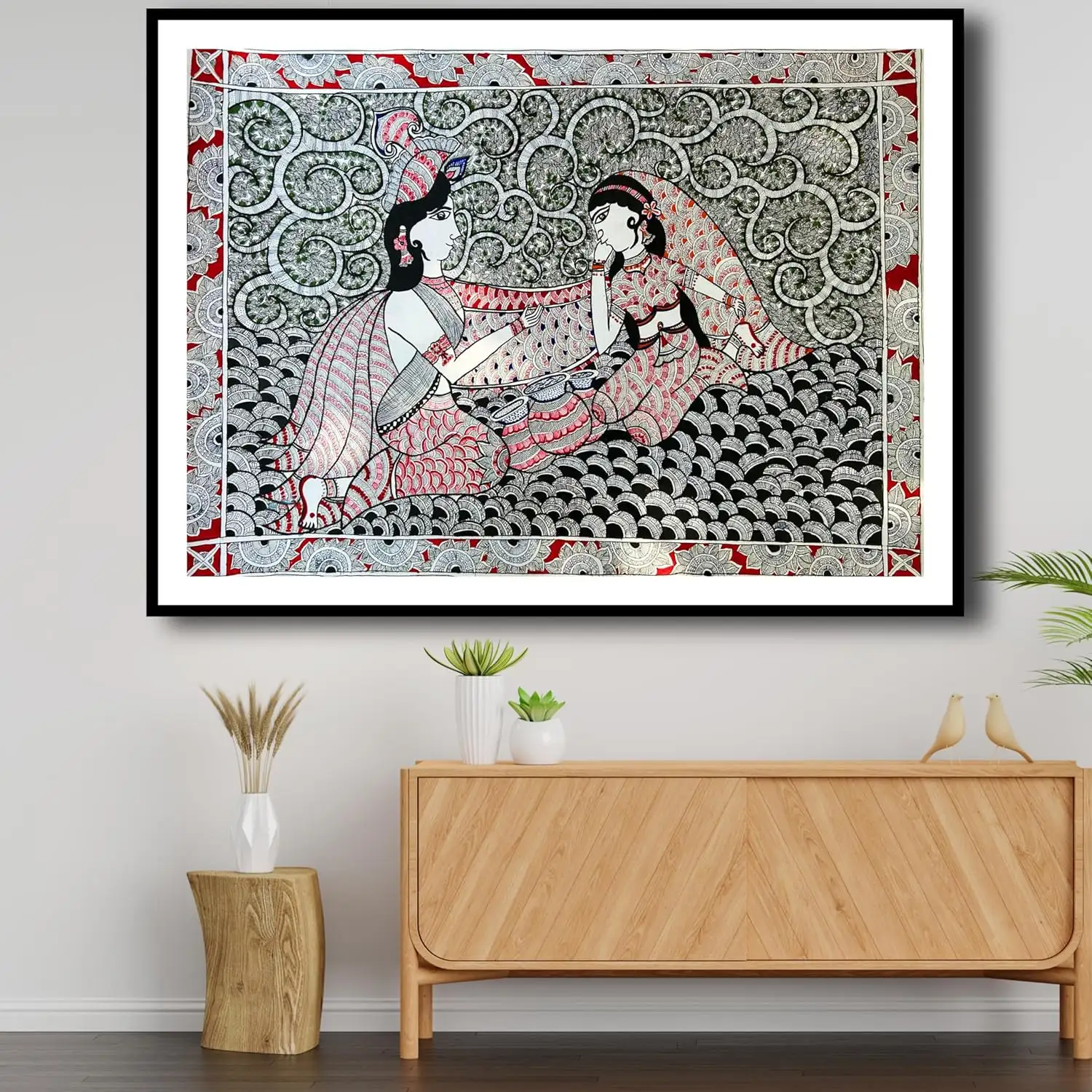Artdarshan Authentic Madhubani Art | Handmade Radha Krishna Mithila Painting without Frame – Premium Wall Décor for Home, Living Room & Hall