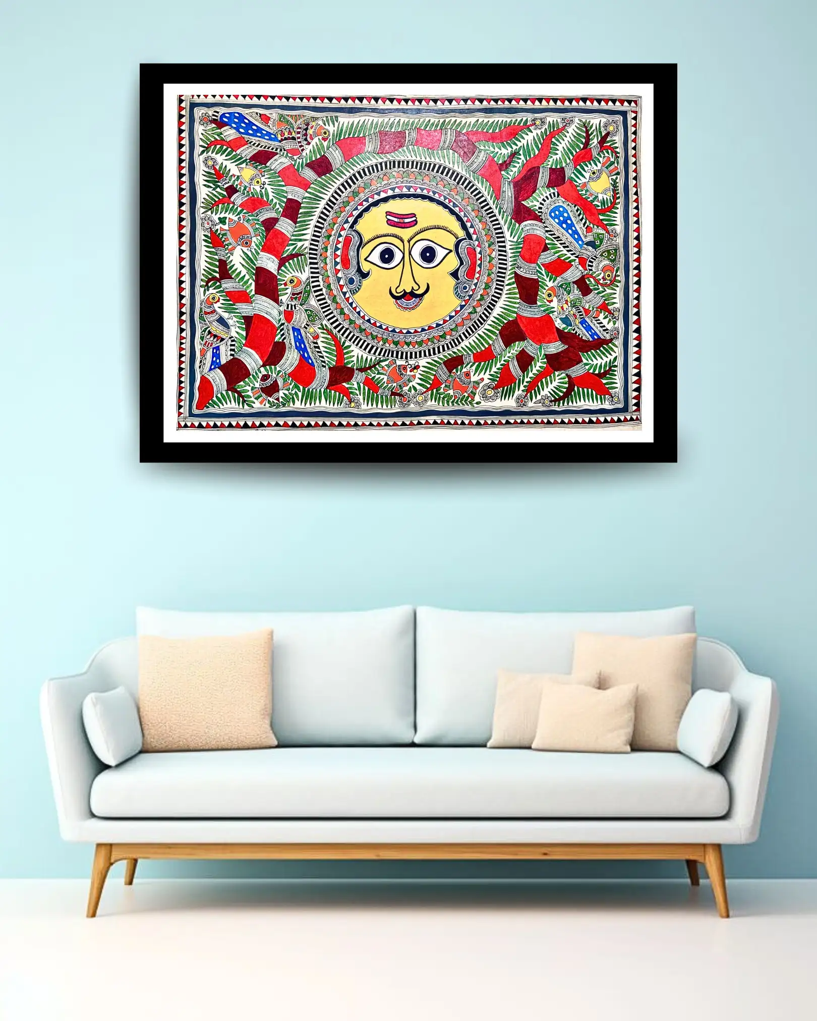 Handmade Madhubani Sun Painting – Traditional Mithila Folk Art