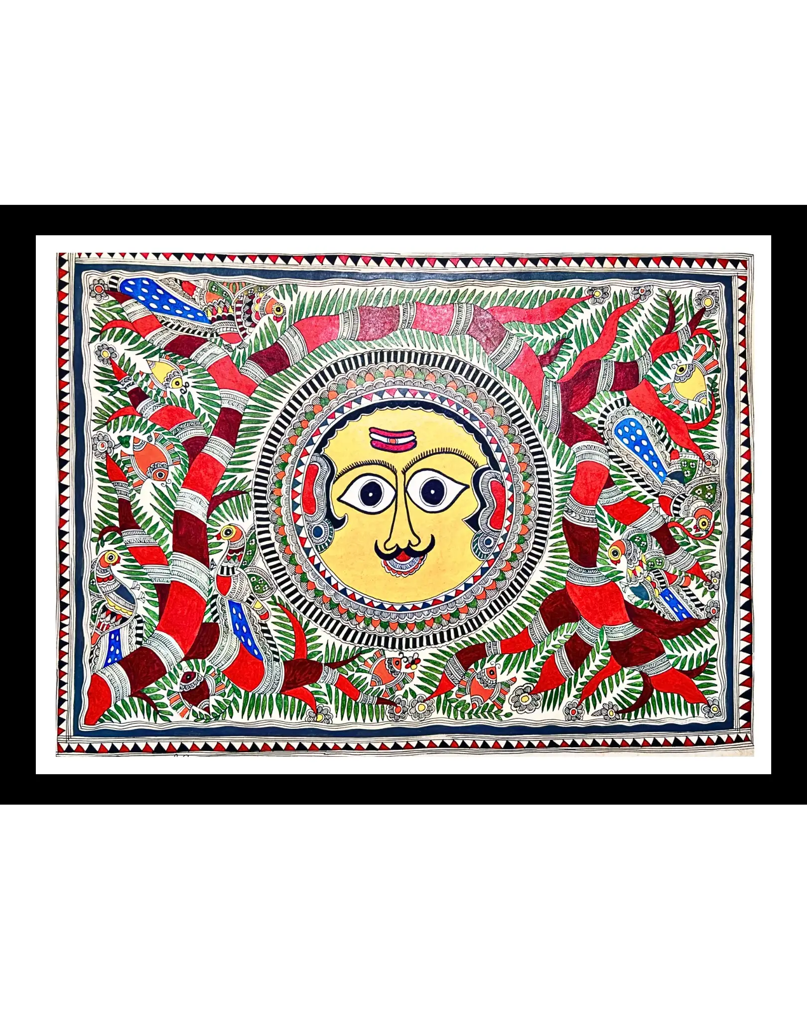 Handmade Madhubani Sun Painting – Traditional Mithila Folk Art