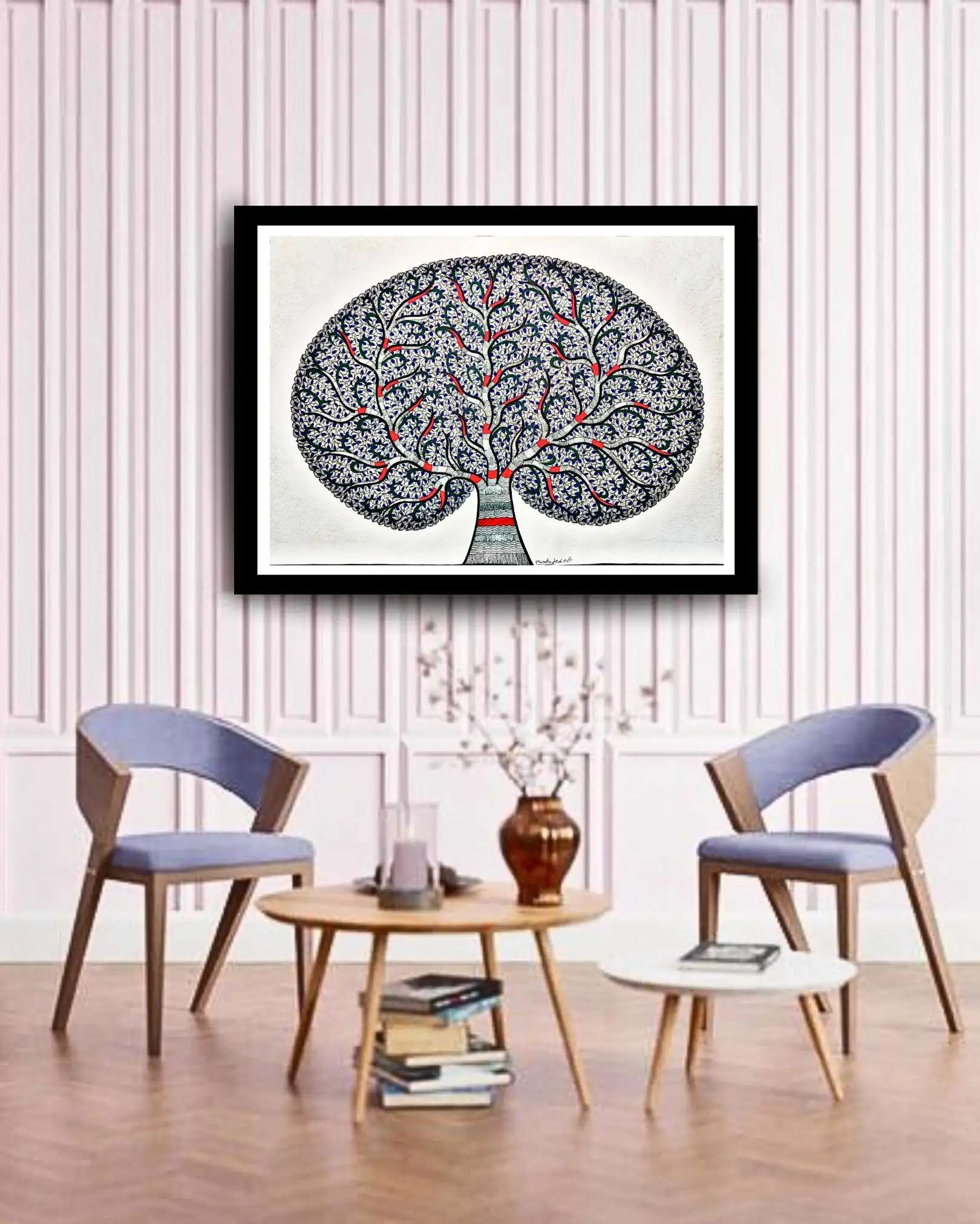 Tree of Life Handmade Mithila Art Painting – Traditional Madhubani Wall Décor