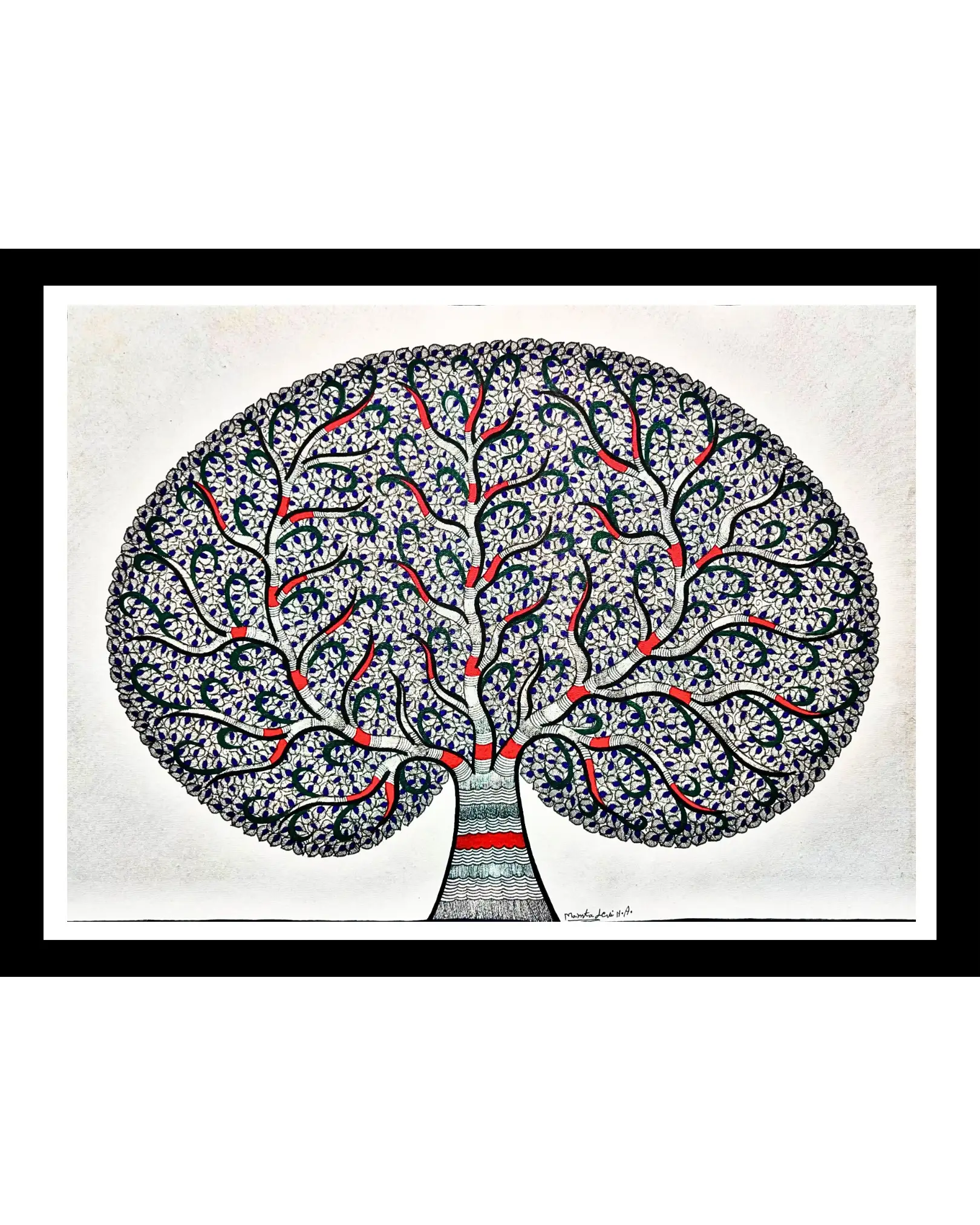 Tree of Life Handmade Mithila Art Painting – Traditional Madhubani Wall Décor