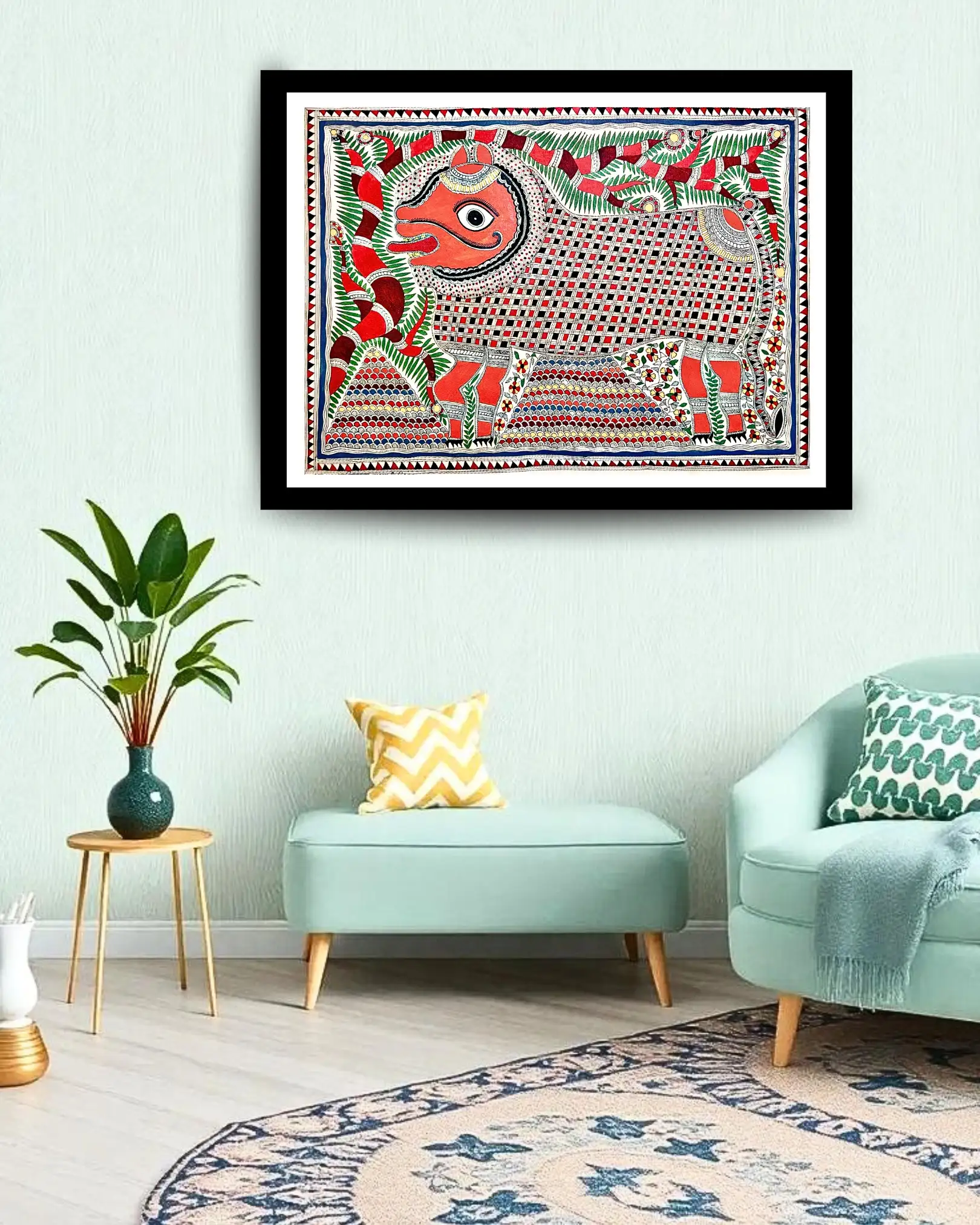 Tiger Handmade Madhubani Painting – Traditional Mithila Folk Art