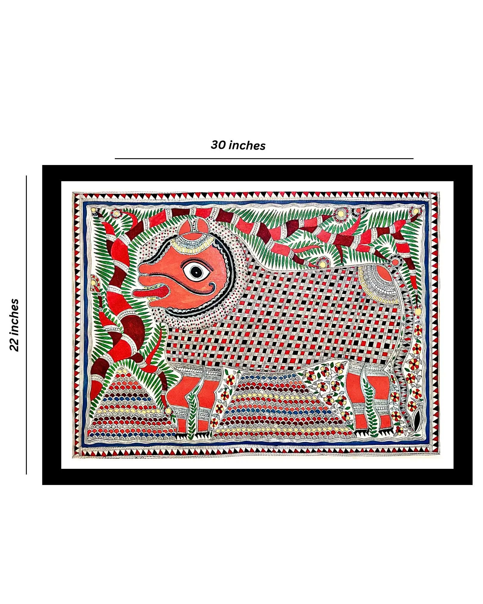 Tiger Handmade Madhubani Painting – Traditional Mithila Folk Art