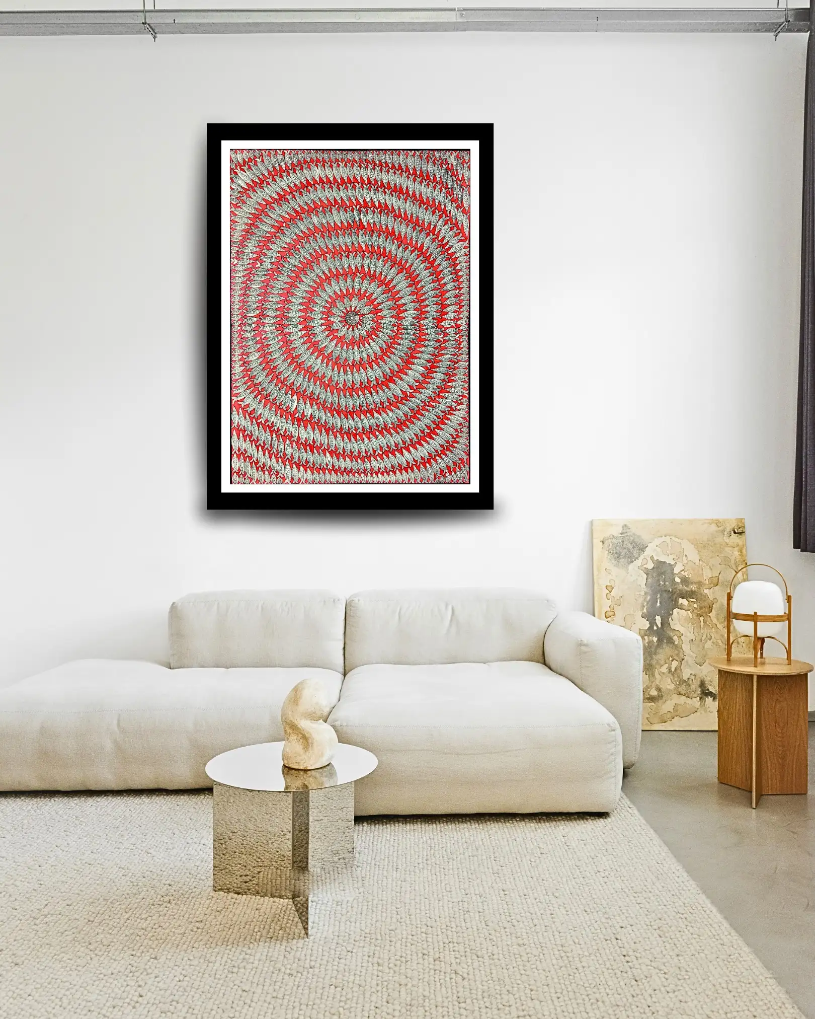 Red Fish Mandala Madhubani Handmade Painting – Traditional Mithila Folk Art