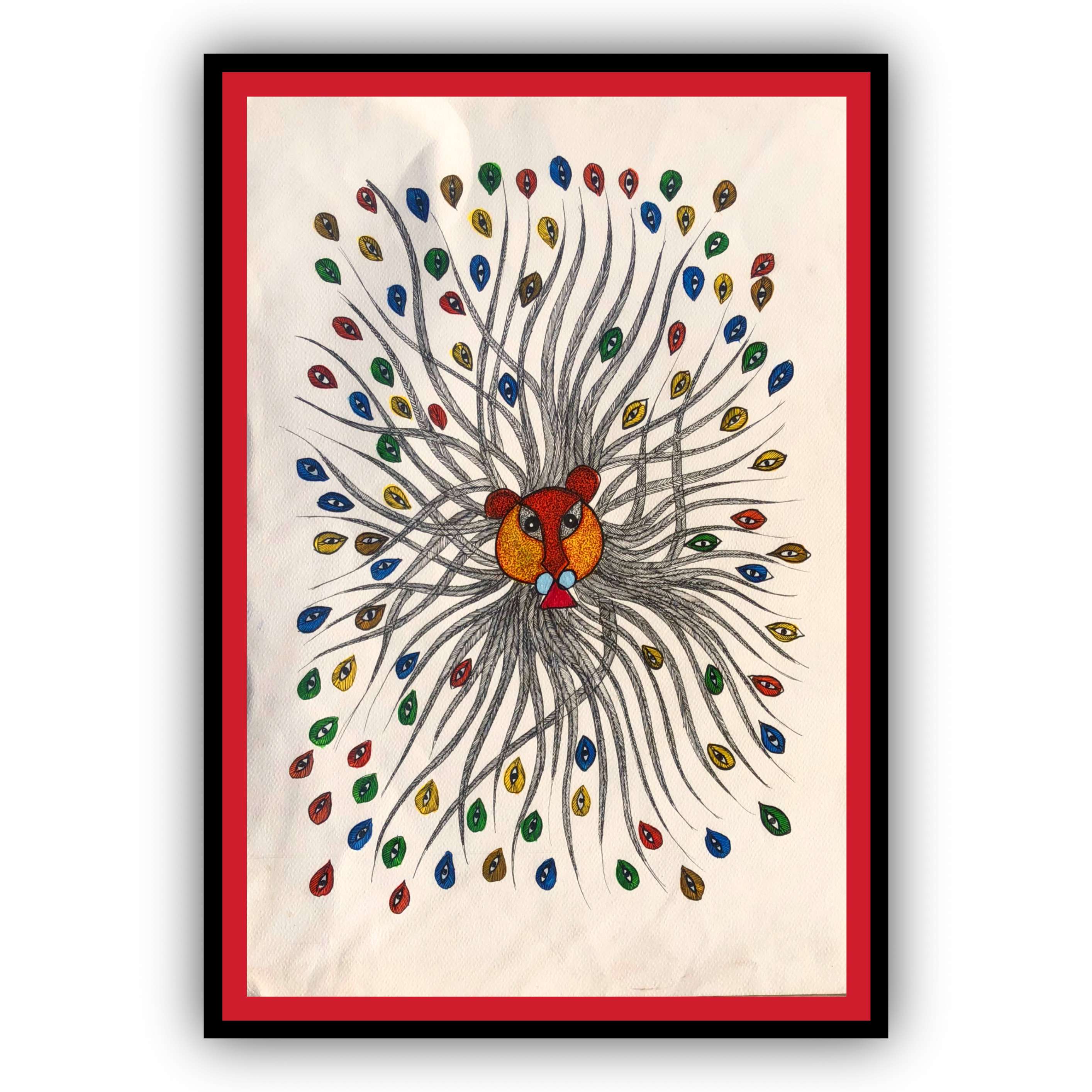 Framed Traditional Gond Art Painting for Home & Office Wall Decoration