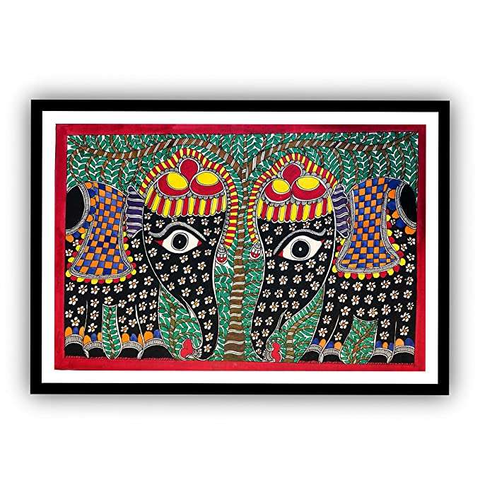Unframed Madhubani Art Painting of Elephant | Traditional Handmade Painting Home & Wall Art Decor